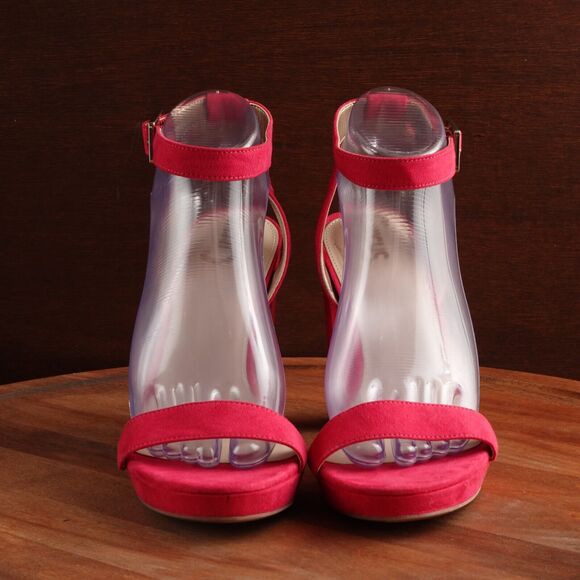 Sam Edelman Circus Heels Womens SZ 8.5 Pink Strappy Ankle Wrap Shoes Barbiecore - Picture 3 of 14